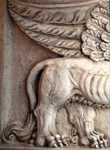 Le Lion de Saint-Marc, sculpture en marbre blanc d'Istrie début 19e siècle - Empire